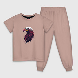 Пижама хлопковая детская Арт портрет орла, цвет: пыльно-розовый