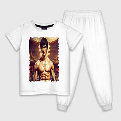 Пижама хлопковая детская Брюс Ли актер, цвет: белый