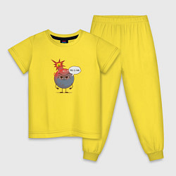 Пижама хлопковая детская Злая бомба, цвет: желтый