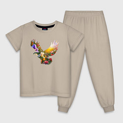 Пижама хлопковая детская Орел силуэт, цвет: миндальный