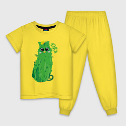 Пижама хлопковая детская Котогурчик девочка, цвет: желтый