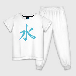 Пижама хлопковая детская Вода иероглиф, цвет: белый