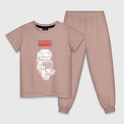 Пижама хлопковая детская Lethal Company: Worker, цвет: пыльно-розовый