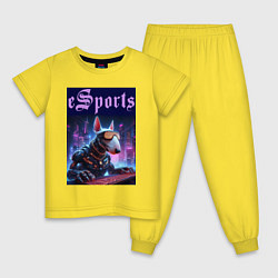 Пижама хлопковая детская Cyber bull terrier - esports, цвет: желтый