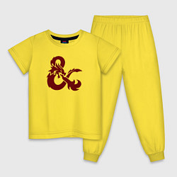 Пижама хлопковая детская Подземелья и драконы лого, цвет: желтый