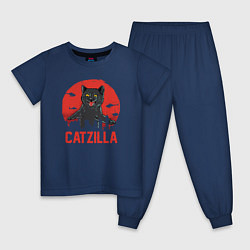 Пижама хлопковая детская Catzilla, цвет: тёмно-синий
