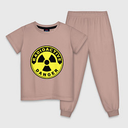 Пижама хлопковая детская Danger radiation sign, цвет: пыльно-розовый
