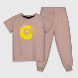 Пижама хлопковая детская Цветок мира, цвет: пыльно-розовый
