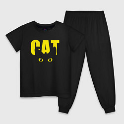 Пижама хлопковая детская Cat облик, цвет: черный