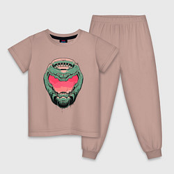 Пижама хлопковая детская Pink Doomguy, цвет: пыльно-розовый
