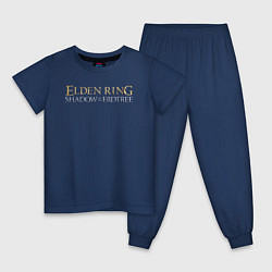 Пижама хлопковая детская Elden ring shadow of the erdtree logo, цвет: тёмно-синий