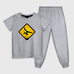 Пижама хлопковая детская Знаки опасности- совы, цвет: меланж