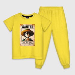 Пижама хлопковая детская Ван Пис - розыск, цвет: желтый