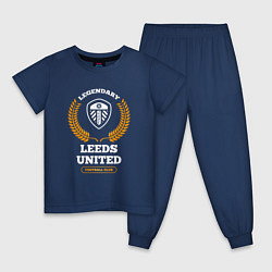 Пижама хлопковая детская Лого Leeds United и надпись legendary football clu, цвет: тёмно-синий