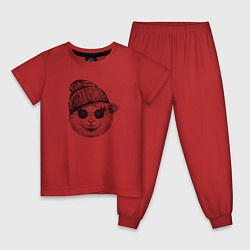 Пижама хлопковая детская Ягнёнок модный, цвет: красный