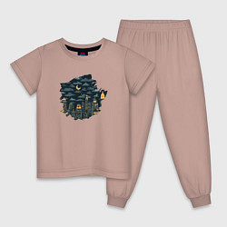 Пижама хлопковая детская Ночной старый Нью Йорк, цвет: пыльно-розовый