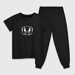 Пижама хлопковая детская Honda logo auto grey, цвет: черный