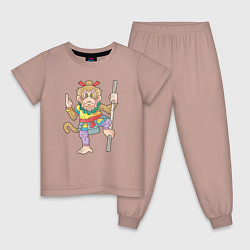 Пижама хлопковая детская Царь обезьян, цвет: пыльно-розовый