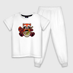 Пижама хлопковая детская Голодная панда, цвет: белый