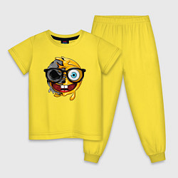 Пижама хлопковая детская Весёлый смайл в очках, цвет: желтый