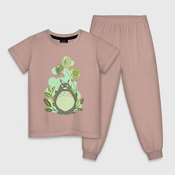 Пижама хлопковая детская Green Totoro, цвет: пыльно-розовый