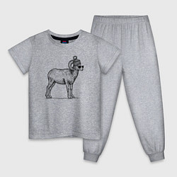 Пижама хлопковая детская Баран в шапке с помпоном, цвет: меланж