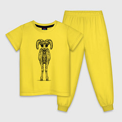 Пижама хлопковая детская Баран в кепке, цвет: желтый