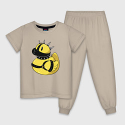 Пижама хлопковая детская Резиновый утенок в стиле панк, цвет: миндальный