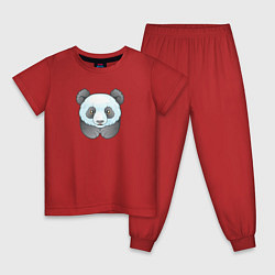 Пижама хлопковая детская Маленькая забавная панда, цвет: красный