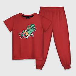 Пижама хлопковая детская Пришелец на чиле, цвет: красный