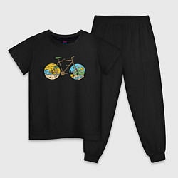 Пижама хлопковая детская Nature bike, цвет: черный