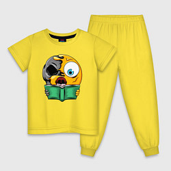 Пижама хлопковая детская Читающий смайлик, цвет: желтый