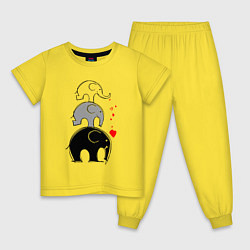 Пижама хлопковая детская Милые слоники, цвет: желтый