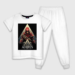 Пижама хлопковая детская Assassins creed красный костюм, цвет: белый
