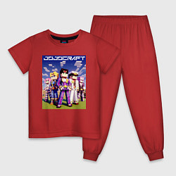 Пижама хлопковая детская Джотаро Куджо и компания - Майнкрафт коллаба, цвет: красный