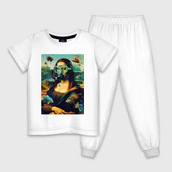Пижама хлопковая детская Мона Лиза под водой - нейросеть, цвет: белый