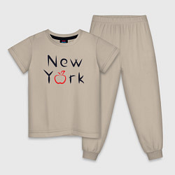 Пижама хлопковая детская New York apple, цвет: миндальный