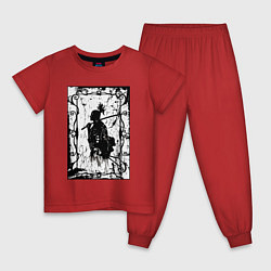Пижама хлопковая детская Воин с катаной, цвет: красный
