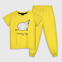 Пижама хлопковая детская Йога утром, цвет: желтый