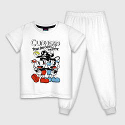 Пижама хлопковая детская Cuphead - devil, цвет: белый