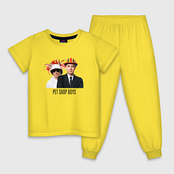 Пижама хлопковая детская Pet Shop Boys - synthpop from england, цвет: желтый