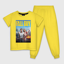 Пижама хлопковая детская Ryan Gosling and Emily Blunt the fall guy, цвет: желтый