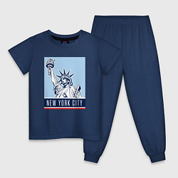 Пижама хлопковая детская Style New York, цвет: тёмно-синий