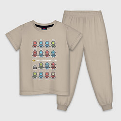 Пижама хлопковая детская Content Warning team, цвет: миндальный