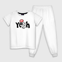 Пижама хлопковая детская Oh yeah, цвет: белый