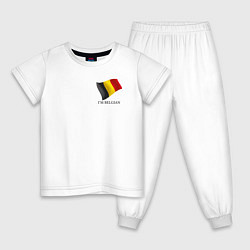 Пижама хлопковая детская Im Belgian - motto, цвет: белый