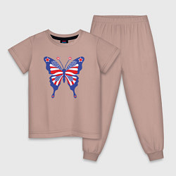 Пижама хлопковая детская USA butterfly, цвет: пыльно-розовый