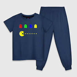 Пижама хлопковая детская Персонажи старых компьютерных игр, цвет: тёмно-синий