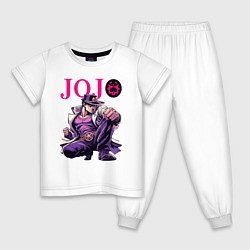 Пижама хлопковая детская Джотаро Куджо - нейросеть, цвет: белый