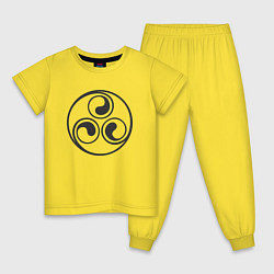 Пижама хлопковая детская Круглый черный трискелион, цвет: желтый